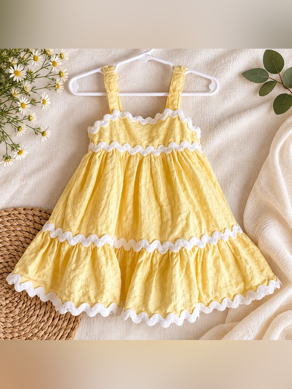 Joie | Baby Girls | Yellow | Ric Rac Tiered Sundress | 12M